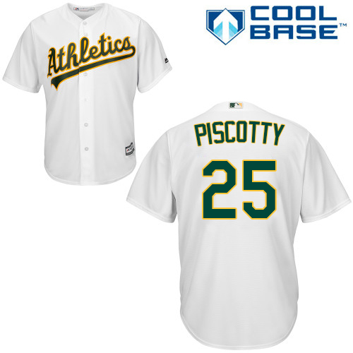 Athletics #25 Stephen Piscotty White Cool Base Stitched Youth MLB Jersey - Click Image to Close